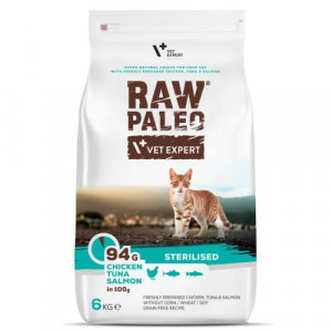 RAW PALEO CAT STERILISED sausā kaķu barība Vista, tuncis, lasis 6kg